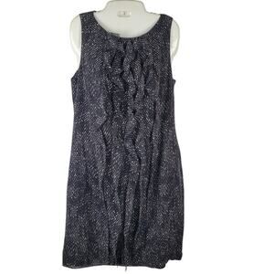 Ann Taylor Women Ruffled Sleeveless Silk Shift Black Dress Size 12